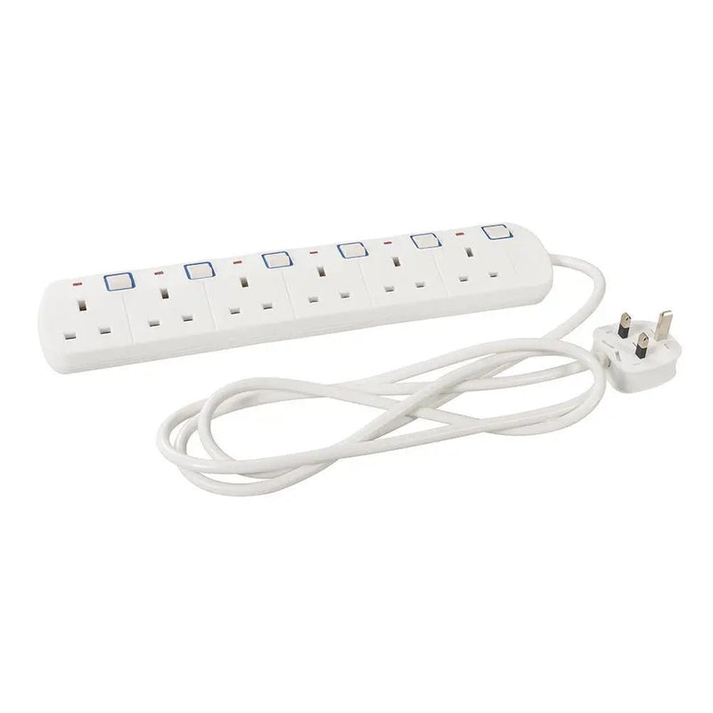 Powermaster Switched Extension Lead with Neon Indicator 230V 6 - Gang 2m - 379955 - 379955 - Powermaster - Trade Counter Direct