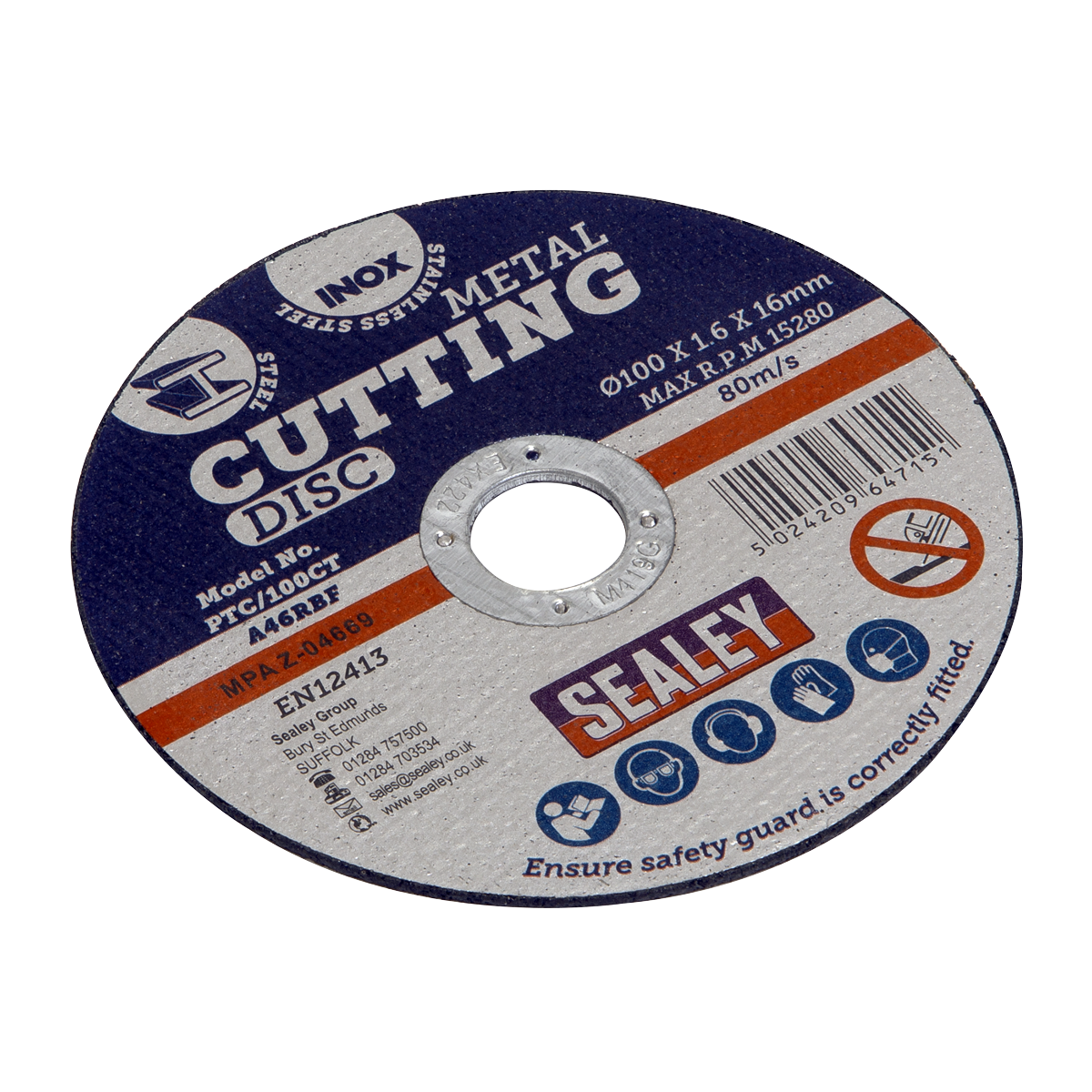 Sealey PTC/100CT Cutting Disc Ø100 x 1.6mm 16mm Bore