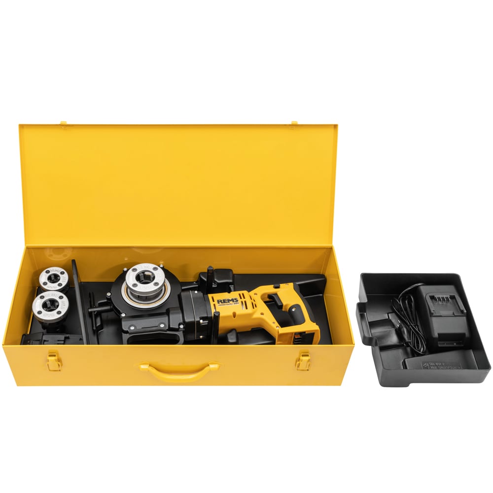 Rems 530016 Akku - Amigo 22V Pipe Threading Set M 20 - 25 - 32 - 9.0Ah Battery and Charger - 530016 - REMS Tools - Trade Counter Direct