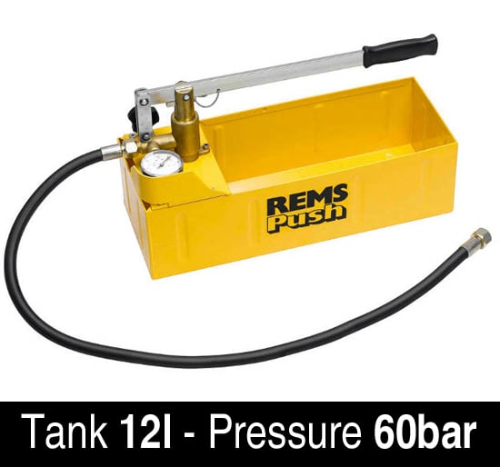 Rems Push 115000 Pressure Testing Pump 60 bar - Push - 115000 - REMS Tools - Trade Counter Direct