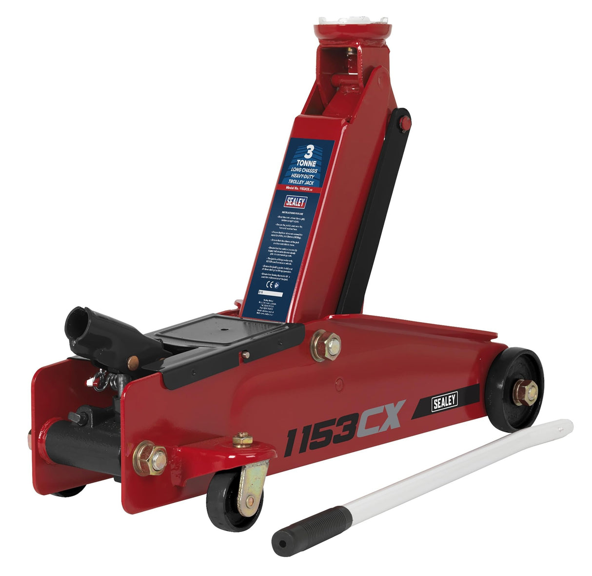 Sealey 1153CX Trolley Jack 3tonne Long Chassis Heavy - Duty - Trolley Jacks - SLY-5333 - Sealey Tools UK - Trade Counter Direct
