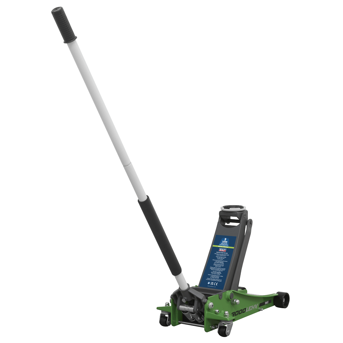 Sealey 3000LEHV Trolley Jack 3tonne Low Entry Rocket Lift Hi - Vis Green - 3000LEHV - Sealey Tools UK - Trade Counter Direct