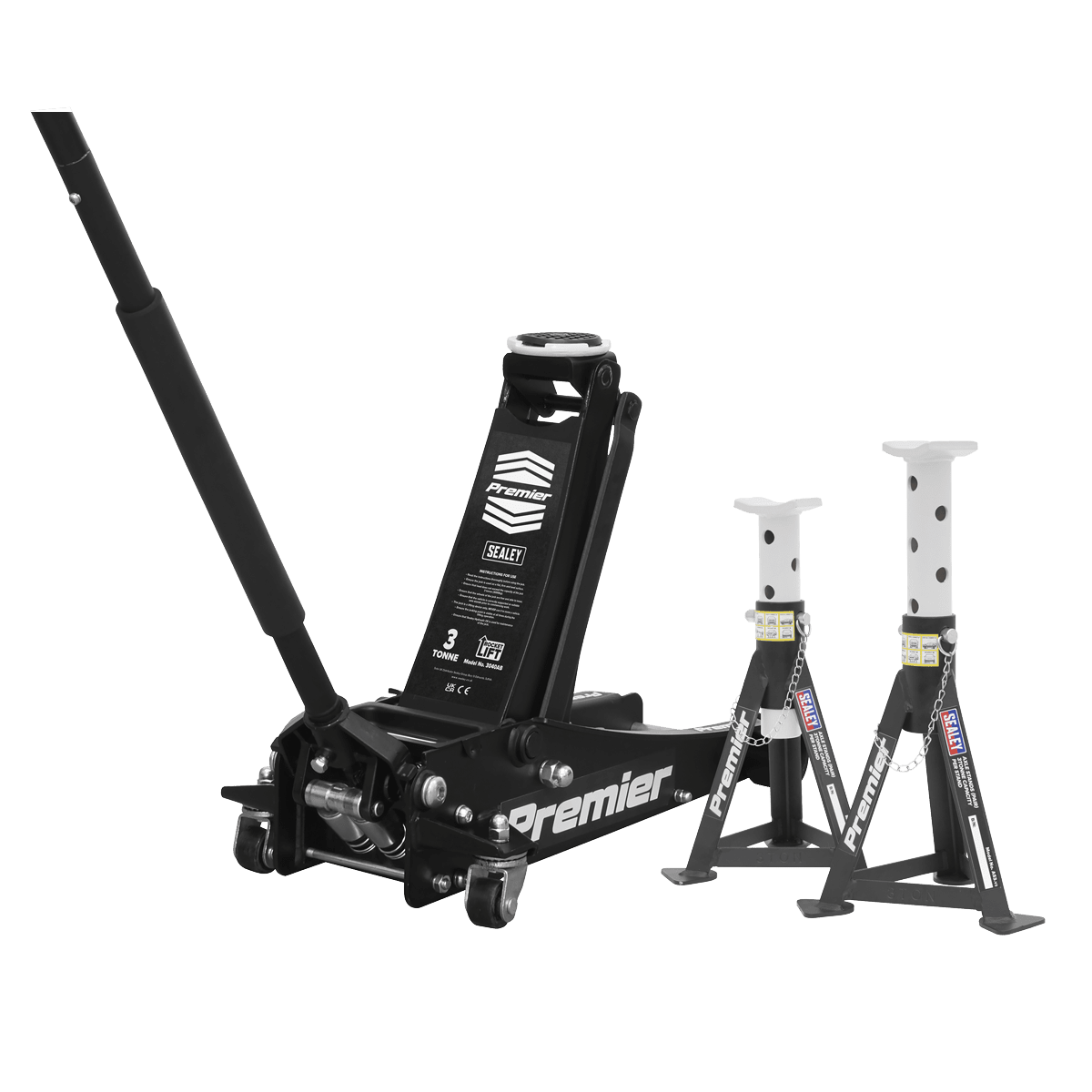 Sealey 3040ABCOMBO Trolley Jack 3t & Axle Stands (Pair) 3t per Stand Combo - 3040ABCOMBO - Sealey Tools UK - Trade Counter Direct