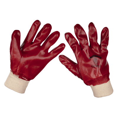 Sealey 9106L Worksafe® PVC Knit Wrist Gloves, Large - Pair - 9106L - Sealey Tools UK - Trade Counter Direct