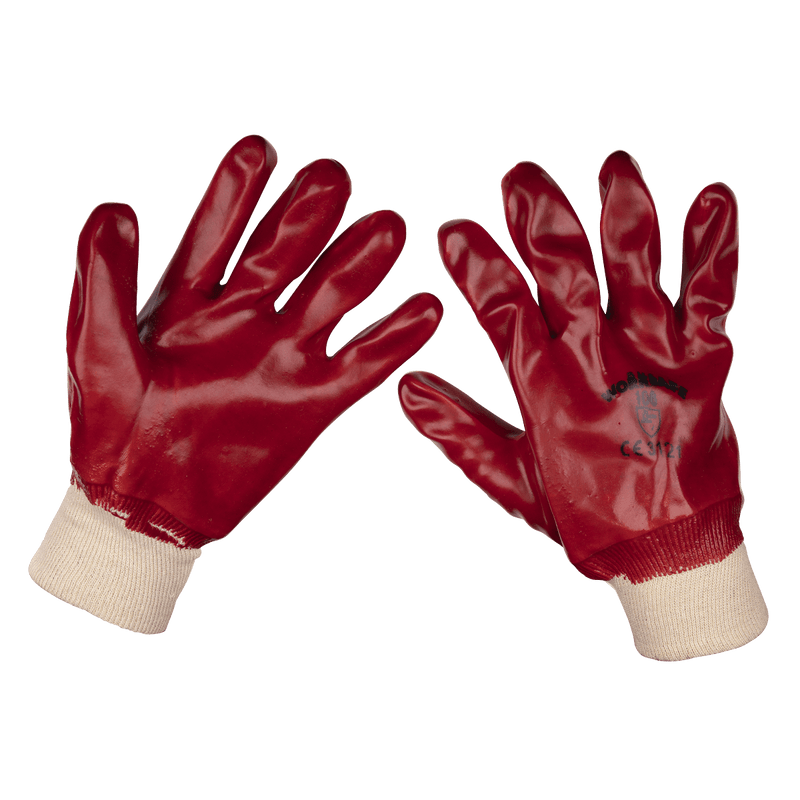 Sealey 9106L Worksafe® PVC Knit Wrist Gloves, Large - Pair - 9106L - Sealey Tools UK - Trade Counter Direct