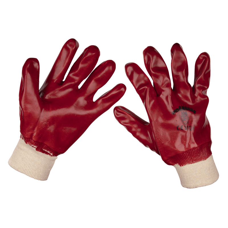 Sealey 9106XL Worksafe® PVC Knit Wrist Gloves, X-Large - Pair - 9106XL - Sealey Tools UK - Trade Counter Direct