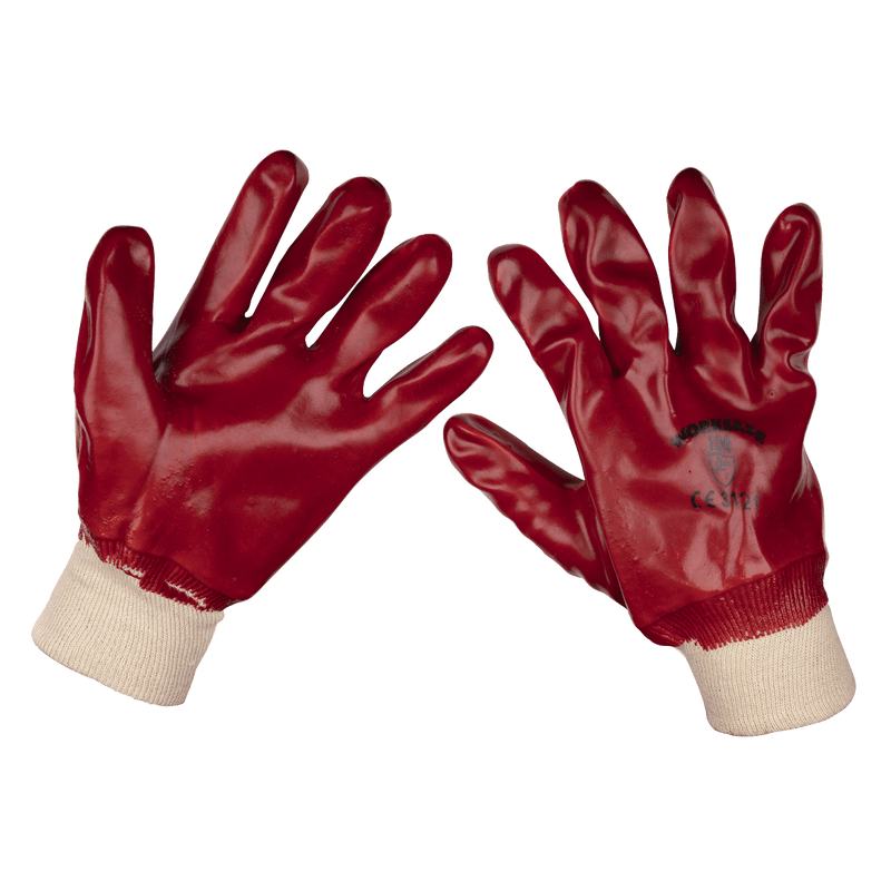 Sealey 9106XL/12 Worksafe® PVC Knit Wrist Gloves, X-Large - Pack of 12 Pairs - 9106XL/12 - Sealey Tools UK - Trade Counter Direct