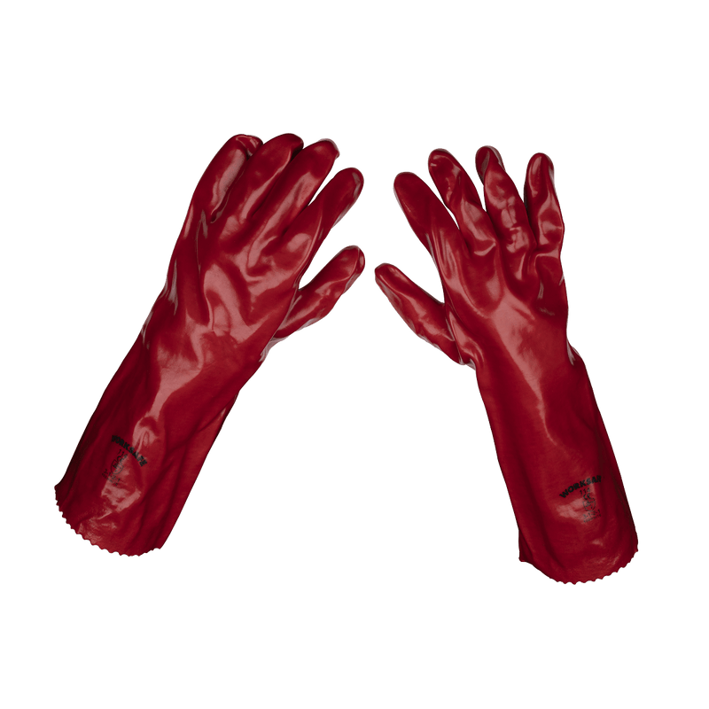 Sealey 9114 Worksafe® PVC Gauntlets 450mm, Red - Pair - 9114 - Sealey Tools UK - Trade Counter Direct