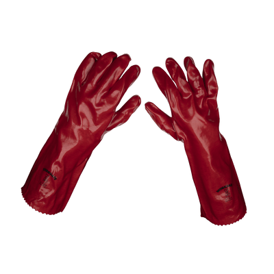 Sealey 9114/12 Worksafe® PVC Gauntlets 450mm, Red - Pack of 12 Pairs - 9114/12 - Sealey Tools UK - Trade Counter Direct