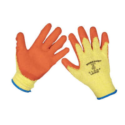 Sealey 9121L/12 Worksafe® Super Grip Knitted Gloves with Latex Palm, Large - Pack of 12 Pairs - 9121L/12 - Sealey Tools UK - Trade Counter Direct