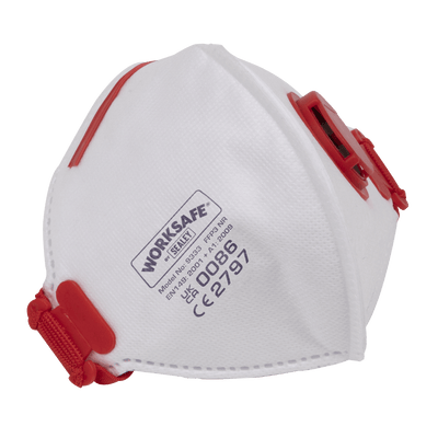 Sealey 9333/10 Worksafe® Valved Fold Flat Mask FFP3 - Pack of 10 - 9333/10 - Sealey Tools UK - Trade Counter Direct