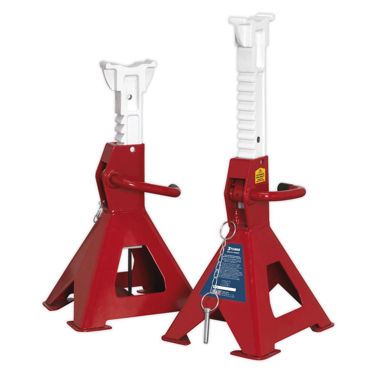 Sealey AAS3000 Axle Stands (Pair) 3tonne Capacity per Stand Auto Rise Ratchet - AAS3000 - Sealey Tools UK - Trade Counter Direct