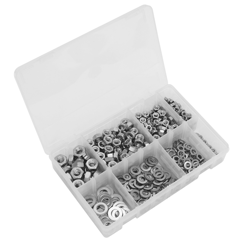 Sealey AB077NW 500pc Stainless Steel Nut and Washer Assortment - M5 - M10 - AB077NW - Sealey Tools UK - Trade Counter Direct
