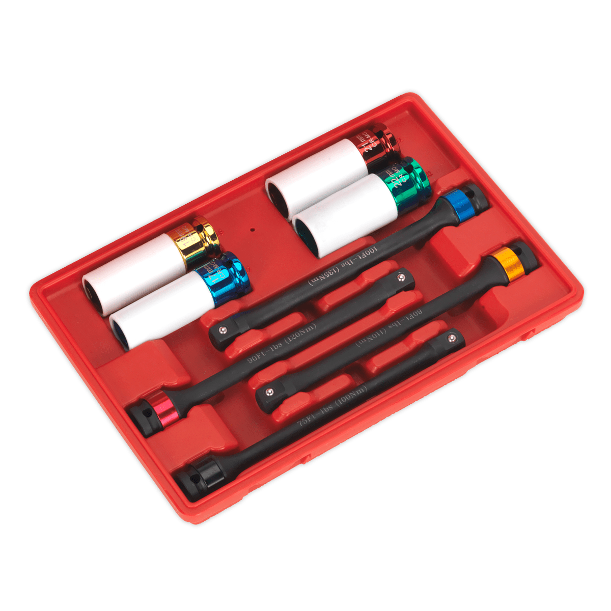 Sealey AK2243 Torque Stick & Aluminium Wheel Impact Socket Set 1/2"Sq Drive 8pc - AK2243 - Sealey Tools UK - Trade Counter Direct