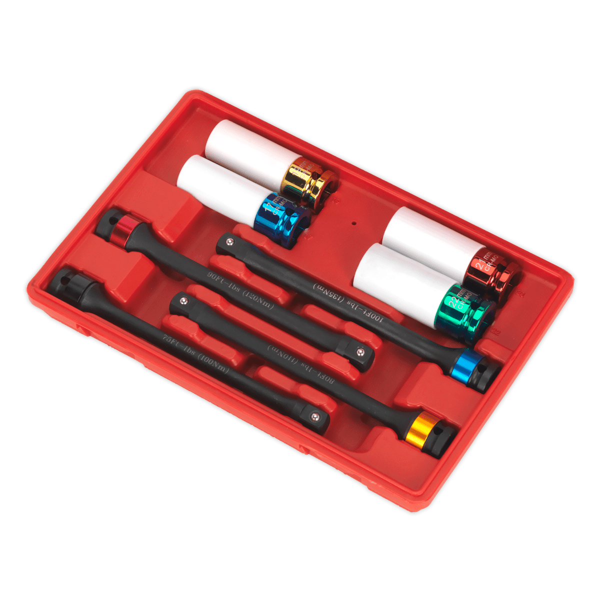 Sealey AK2243 Torque Stick & Aluminium Wheel Impact Socket Set 1/2"Sq Drive 8pc - AK2243 - Sealey Tools UK - Trade Counter Direct