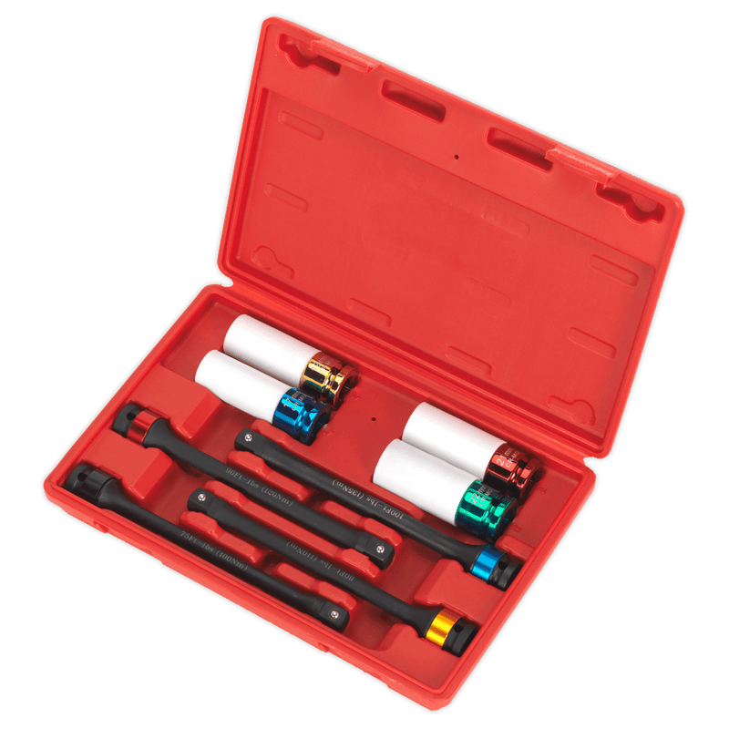 Sealey AK2243 Torque Stick & Aluminium Wheel Impact Socket Set 1/2"Sq Drive 8pc - AK2243 - Sealey Tools UK - Trade Counter Direct