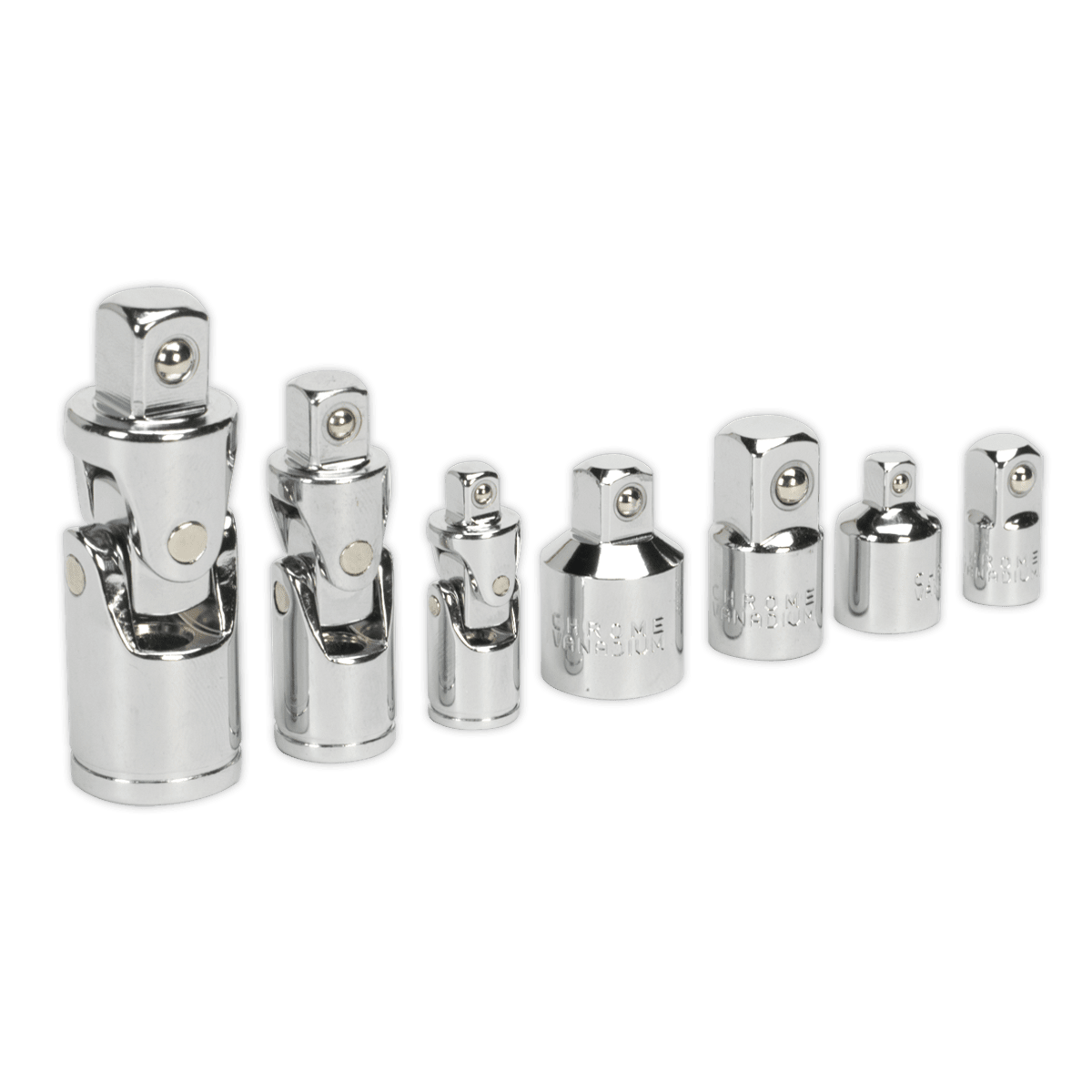 Sealey AK2737 Universal Joint & Socket Adaptor Set 7pc 1/4", 3/8" & 1/2"Sq Drive - AK2737 - Sealey Tools UK - Trade Counter Direct
