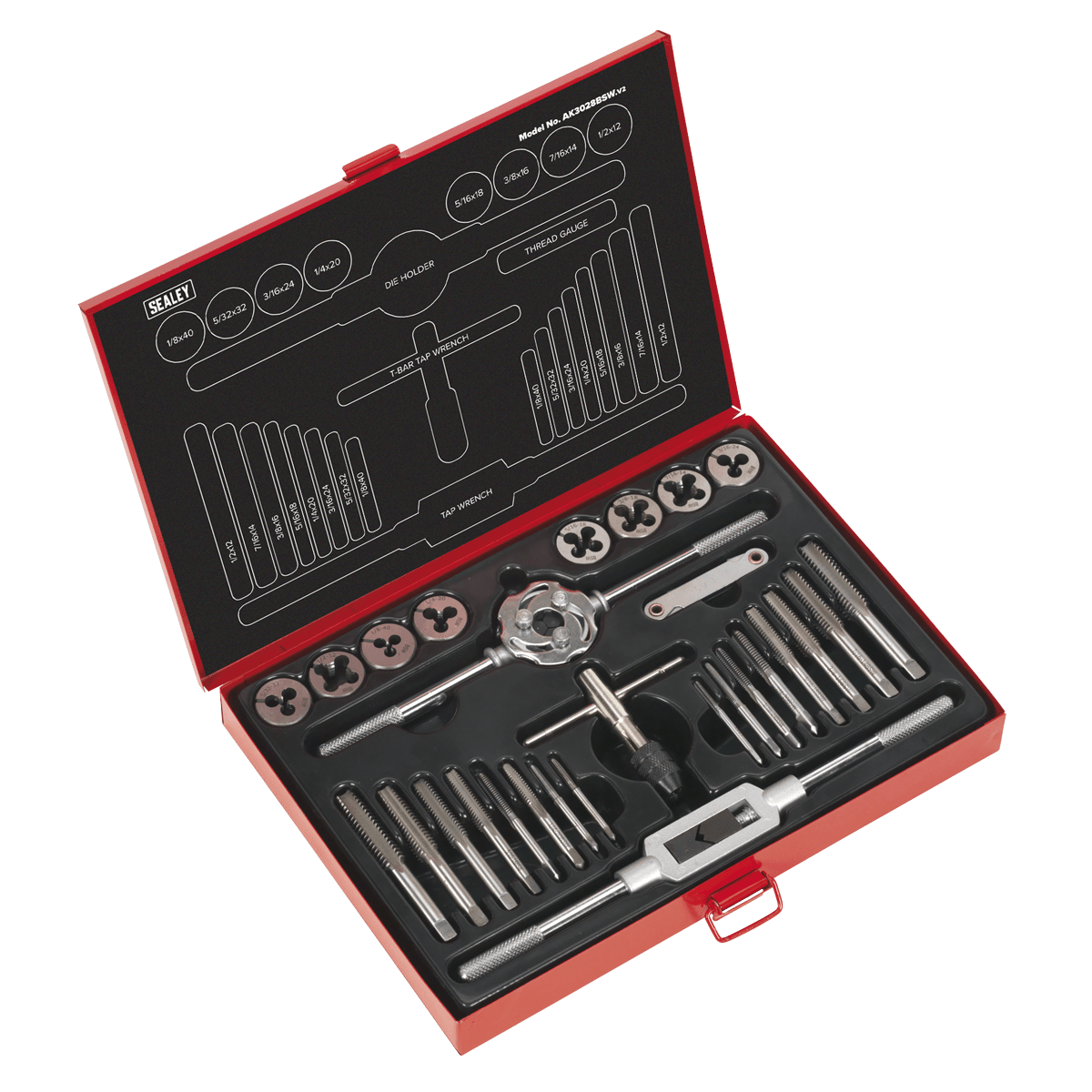 Sealey AK3028BSW Tap & Die Set 28pc Split Dies Imperial BSW - AK3028BSW - Sealey Tools UK - Trade Counter Direct
