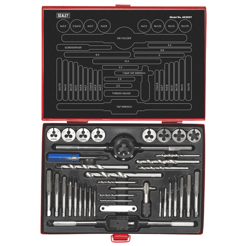 Sealey AK3037 Metric Tap & Die Set Split Dies 37pc - AK3037 - Sealey Tools UK - Trade Counter Direct
