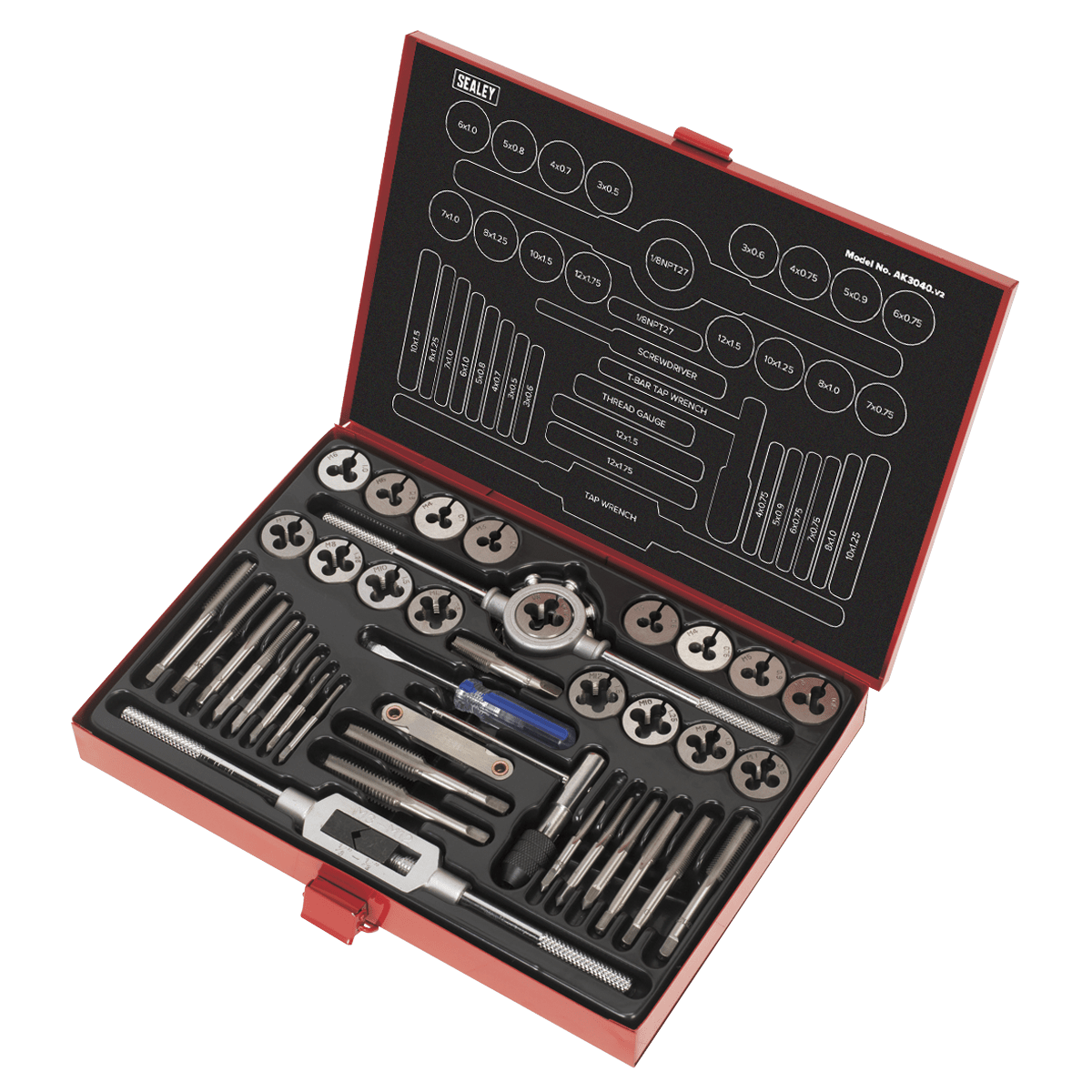 Sealey AK3040 40pc Tap & Die Set Split Dies - Metric - AK3040 - Sealey Tools UK - Trade Counter Direct