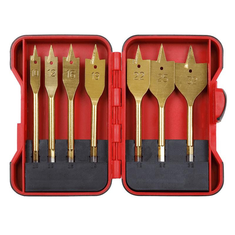 Sealey AK3707FW Titanium Coated Flat Wood Drill Bit Set 7pc - AK3707FW - Sealey Tools UK - Trade Counter Direct
