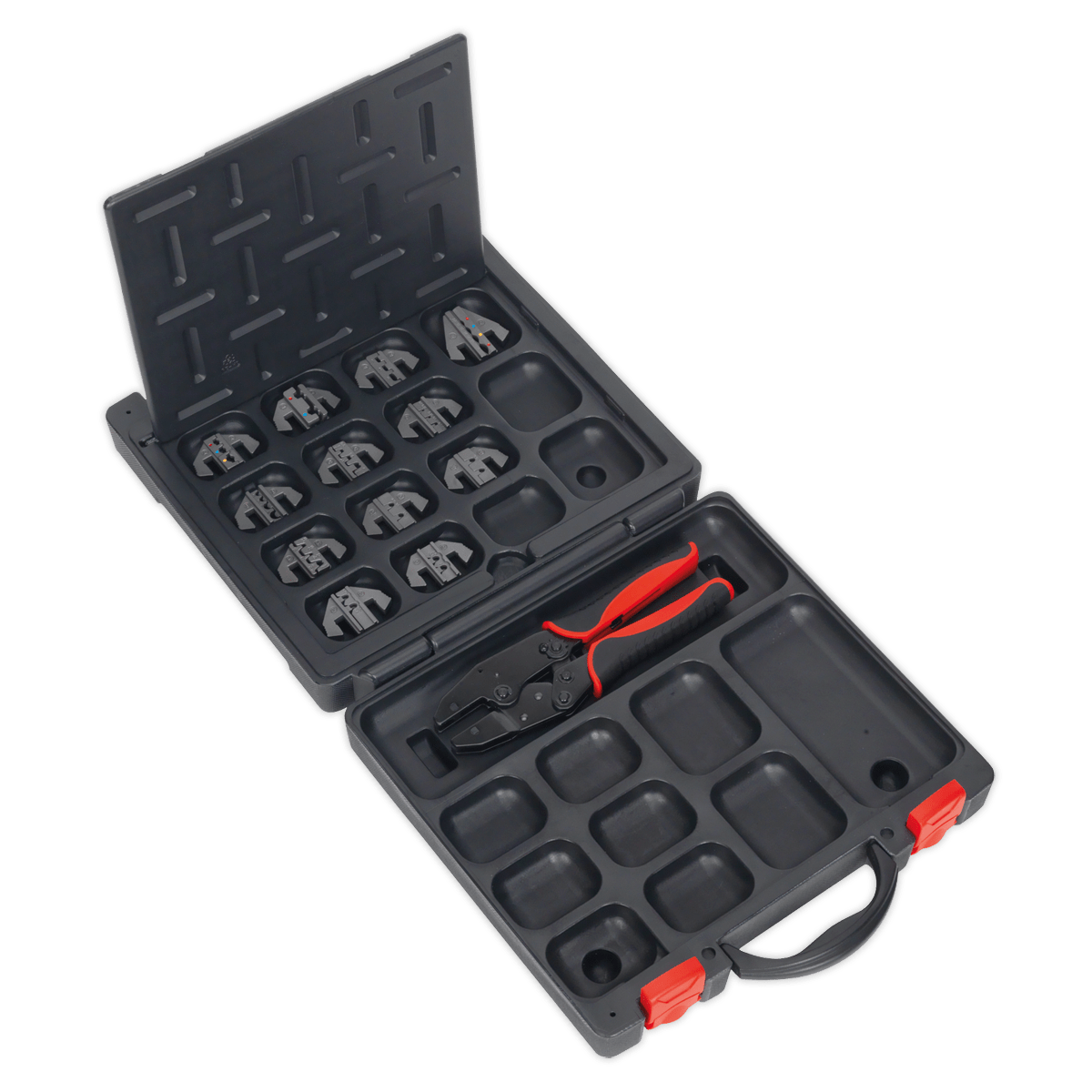 Sealey AK3858COMBO Ratchet Crimping Tool with Jaws and Storage Case - AK3858COMBO - Sealey Tools UK - Trade Counter Direct