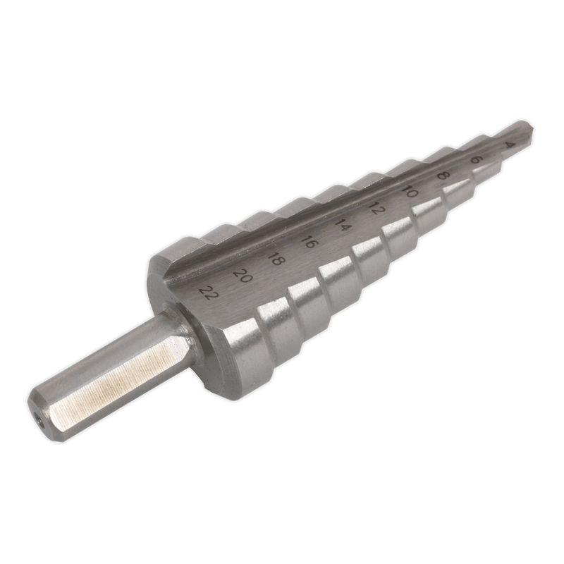Sealey AK4722 Double Flute HSS M2 Step Drill Bit 4-22mm - AK4722 - Sealey Tools UK - Trade Counter Direct