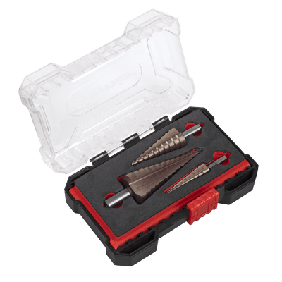 Sealey AK4733 Premier Straight Flute HSS Cobalt Step Drill Bit Set 3pc - AK4733 - Sealey Tools UK - Trade Counter Direct