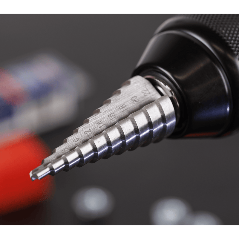 Sealey AK4744 Straight Flute HSS 4341 Step Drill Bit 4-22mm - AK4744 - Sealey Tools UK - Trade Counter Direct