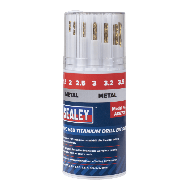 Sealey AK5701 HSS Titanium Drill Bit Set 11pc - AK5701 - Sealey Tools UK - Trade Counter Direct