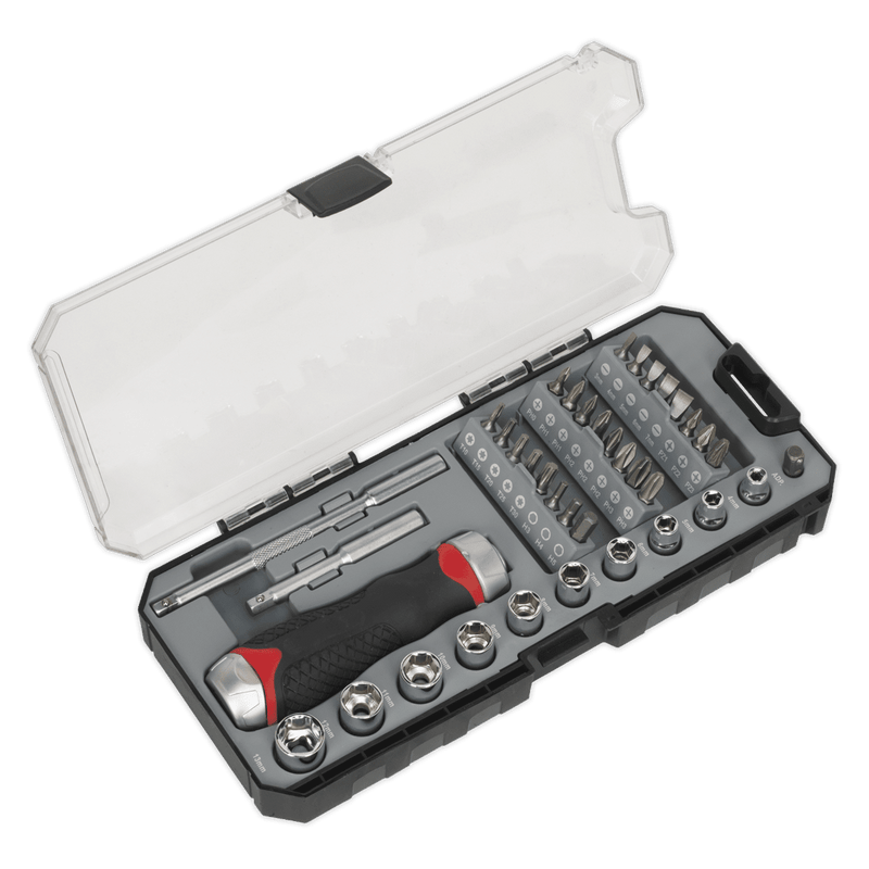 Sealey AK64905 Fine Tooth Ratchet Screwdriver Socket & Bit Set 38pc - AK64905 - Sealey Tools UK - Trade Counter Direct