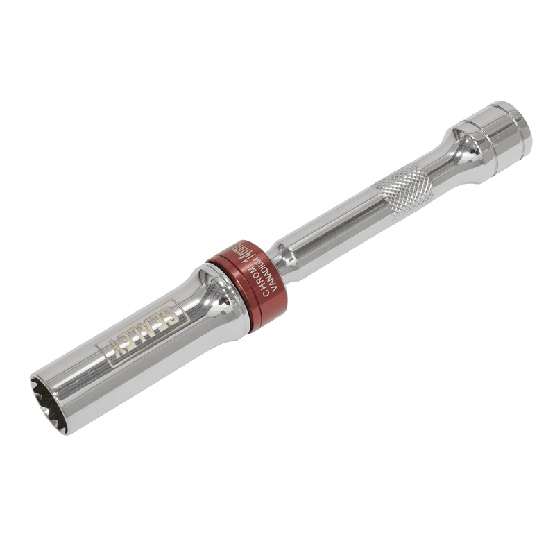 Sealey AK6570 Spark Plug Socket with Universal Joint 3/8"Sq Drive 12-Point 150 x 14mm - AK6570 - Sealey Tools UK - Trade Counter Direct