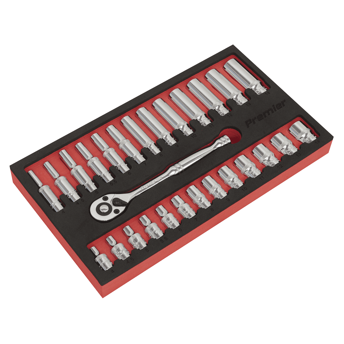 Sealey AK66721 Ratchet Wrench & Socket Set 27pc 1/4"Sq Drive - AK66721 - Sealey Tools UK - Trade Counter Direct