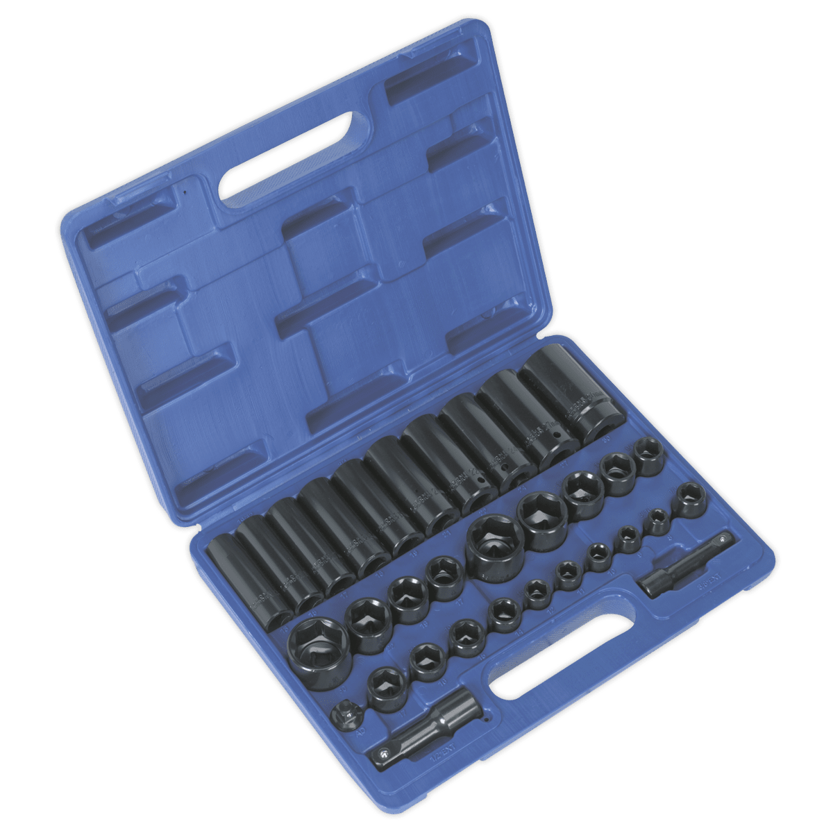 Sealey AK681 Impact Socket Set 32pc Standard/Deep 3/8" & 1/2"Sq Drive Metric/Imperial - AK681 - Sealey Tools UK - Trade Counter Direct