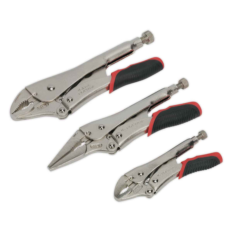 Sealey AK6863 Locking Pliers Set 3pc Quick Release - Pliers - SLY-16605 - Sealey Tools UK - Trade Counter Direct