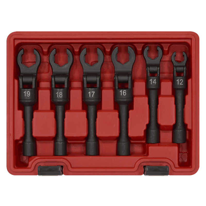 Sealey AK6901 Flexi-Head Flare Nut Diesel Injection Wrench Set 6pc 3/8"Sq Drive - AK6901 - Sealey Tools UK - Trade Counter Direct