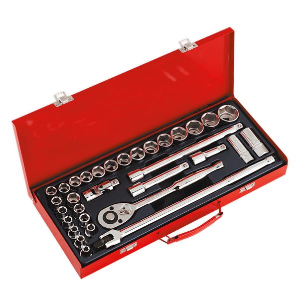 Sealey AK693 Socket Set 32pc 1/2in Sq Drive 6pt WallDrive - DuoMetric - Socket Sets - SLY-6770 - Sealey Tools UK - Trade Counter Direct