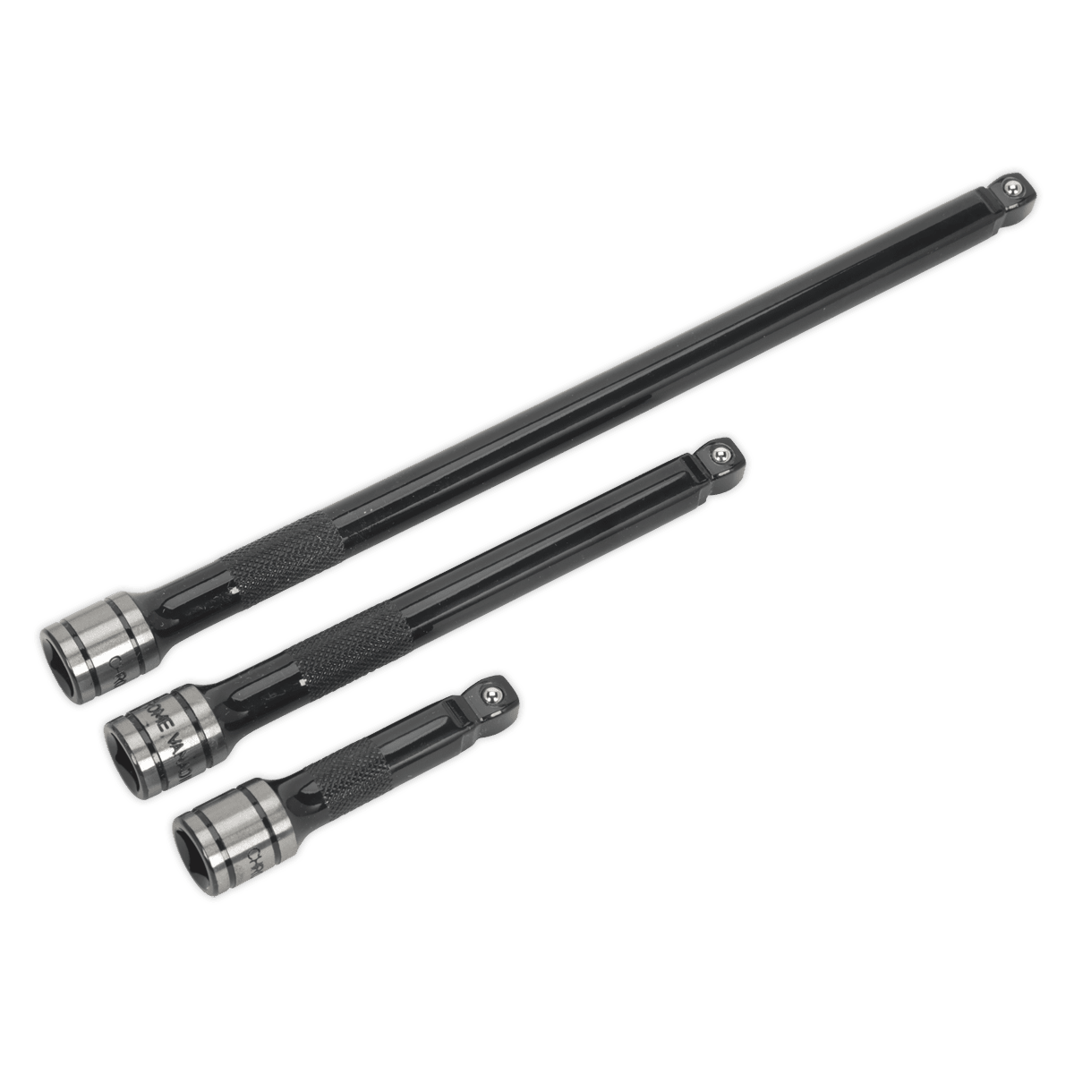 Sealey AK7691 Wobble/Rigid Extension Bar Set 3pc 3/8"Sq Drive Black Series - AK7691 - Sealey Tools UK - Trade Counter Direct