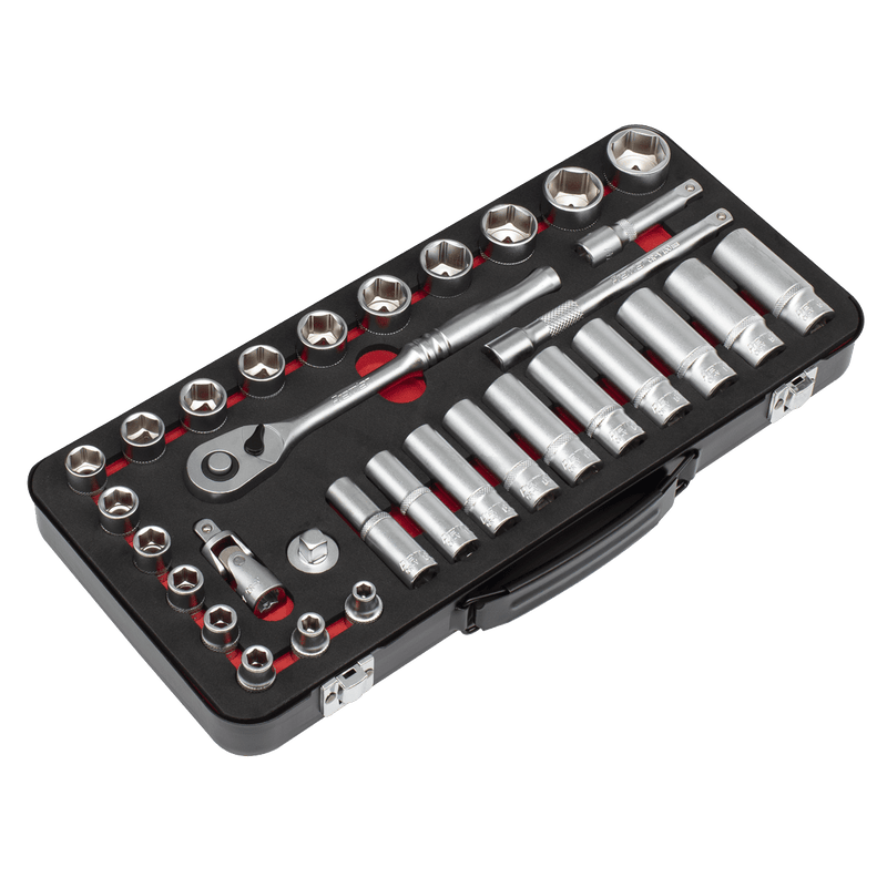 Sealey AK7922 Socket Set 3/8"Sq Drive 32pc - Premier Platinum Series - AK7922 - Sealey Tools UK - Trade Counter Direct