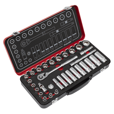 Sealey AK7922 Socket Set 3/8"Sq Drive 32pc - Premier Platinum Series - AK7922 - Sealey Tools UK - Trade Counter Direct