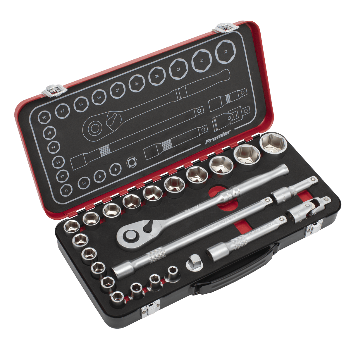 Sealey AK7924 Socket Set 1/2"Sq Drive 24pc - Premier Platinum Series - AK7924 - Sealey Tools UK - Trade Counter Direct