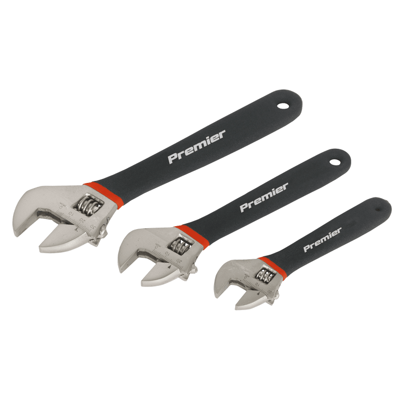 Sealey AK907 Adjustable Wrench Set 3pc Ni - Fe Finish - AK907 - Sealey Tools UK - Trade Counter Direct