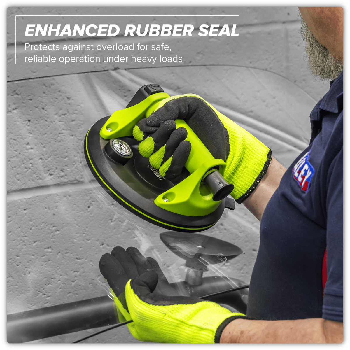 Sealey AK9894 Heavy Lift Suction Cup with Vacuum Grip Pressure Gauge - AK9894 - Sealey Tools UK - Trade Counter Direct