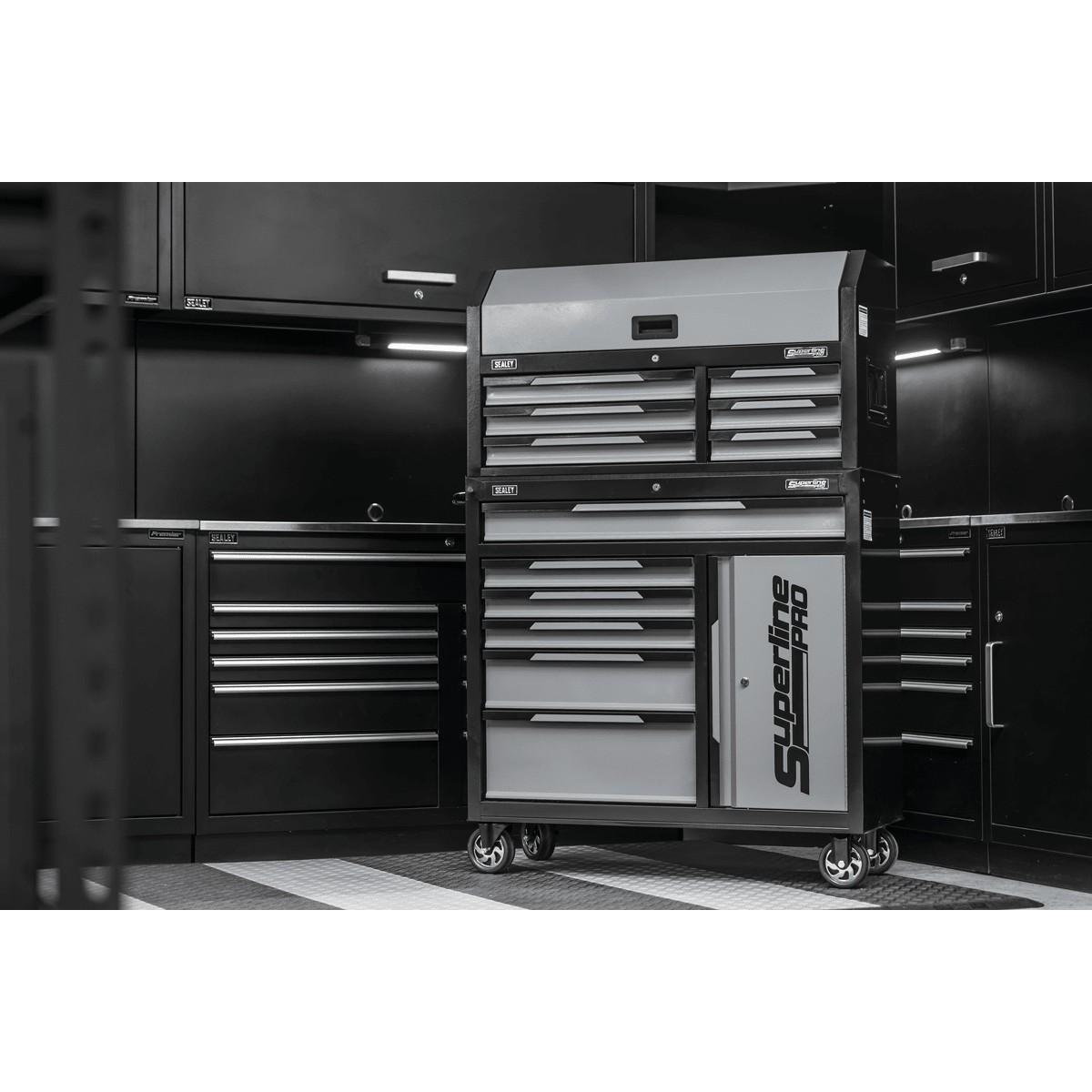Sealey AP1080GR Superline Pro® Topchest & Rollcab Combination 12 Drawer & 1 Door Cupboard - Grey - AP1080GR - Sealey Tools UK - Trade Counter Direct