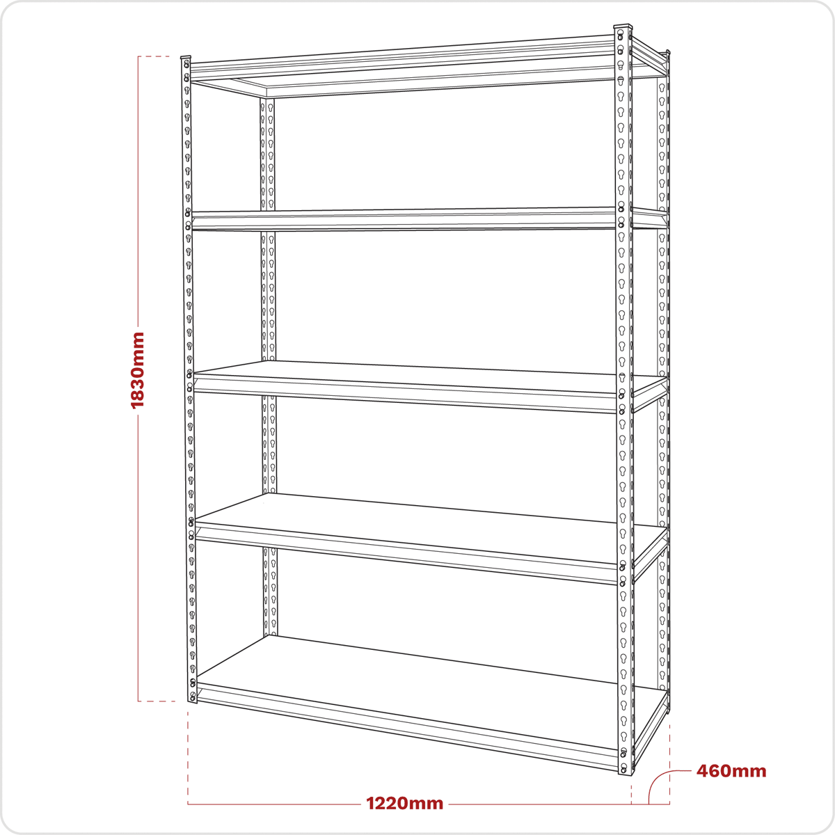 Sealey AP1200R Racking Unit with 5 Shelves 220kg Capacity Per Level - AP1200R - Sealey Tools UK - Trade Counter Direct
