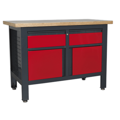 Sealey AP1372A Workbench with 2 Drawers & 2 Cupboards - AP1372A - Sealey Tools UK - Trade Counter Direct