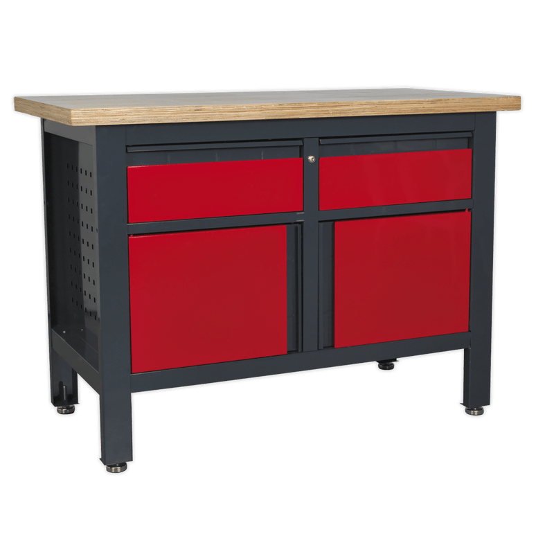 Sealey AP1372A Workbench with 2 Drawers & 2 Cupboards - AP1372A - Sealey Tools UK - Trade Counter Direct