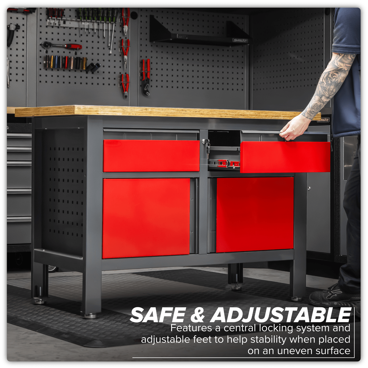 Sealey AP1372A Workbench with 2 Drawers & 2 Cupboards - AP1372A - Sealey Tools UK - Trade Counter Direct