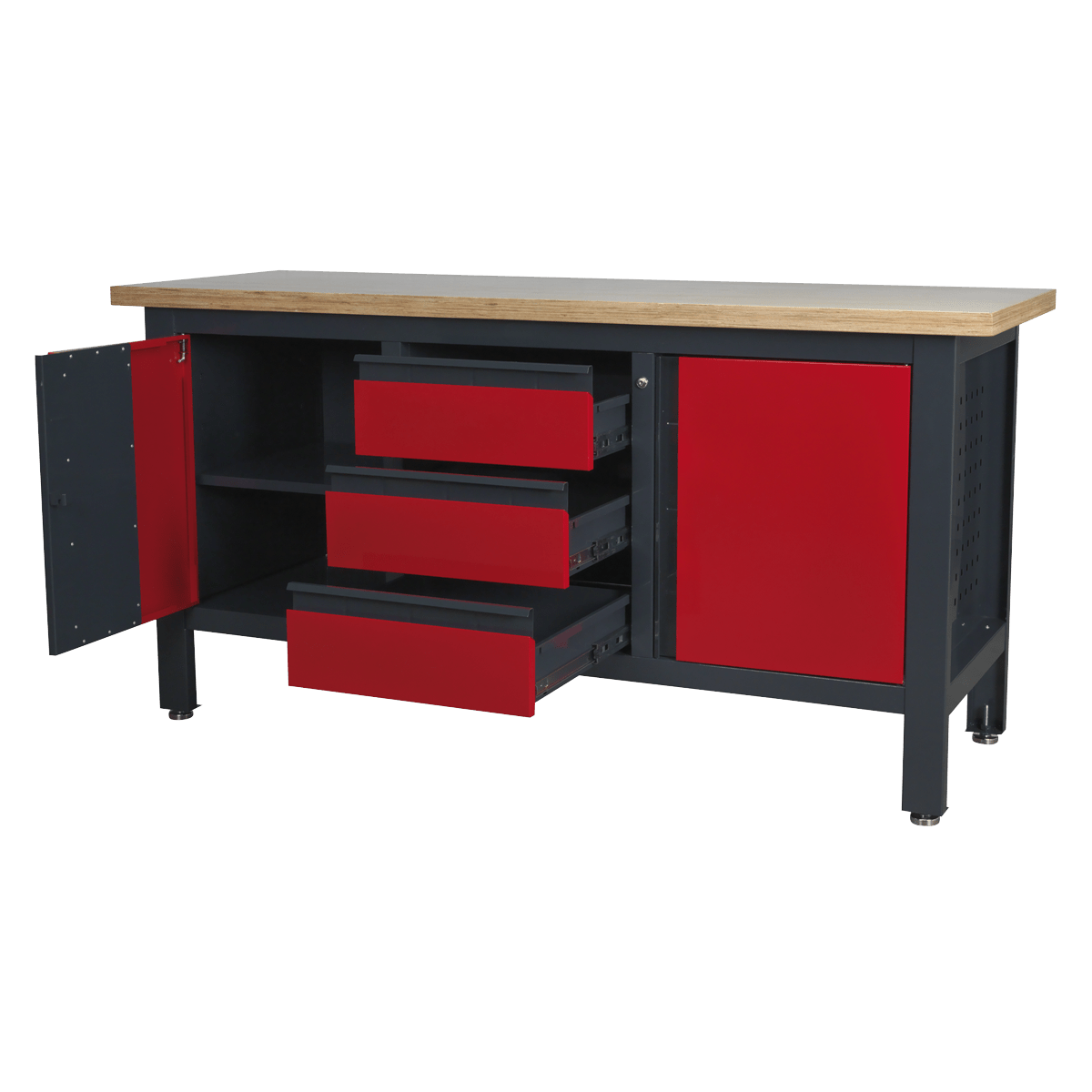 Sealey AP1905C Workbench with 3 Drawers & 2 Cupboards - AP1905C - Sealey Tools UK - Trade Counter Direct