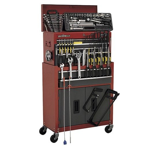 Sealey AP2200BBCOMBO Topchest & Rollcab Combination 6 Drawer with Ball Bearing Runners - Red/Grey & 128pc Tool Kit - Combo Kits - AP2200BBCOMBO - Sealey Tools UK - Trade Counter Direct